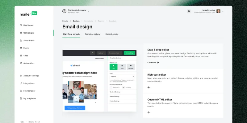 Dashboard - mailterlite